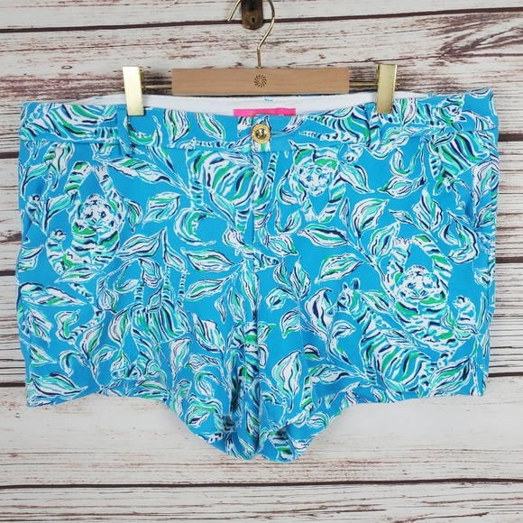 Lilly Pulitzer Womens Sz 12 Callahan Knit Turquoise Oasis Outta Line 5" Shorts - Picture 2 of 11